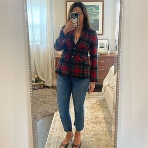 Talbots Red and Black Plaid Blazer